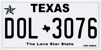 TX license plate DOL3076