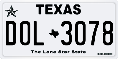 TX license plate DOL3078