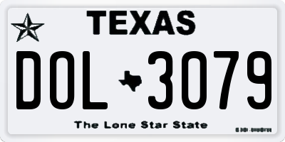 TX license plate DOL3079