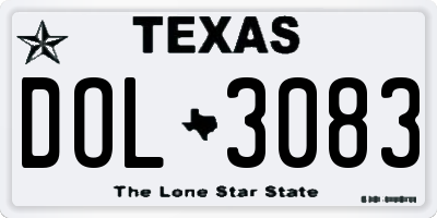 TX license plate DOL3083