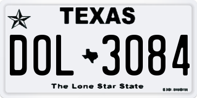TX license plate DOL3084