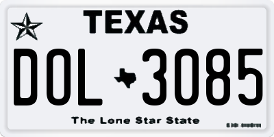 TX license plate DOL3085