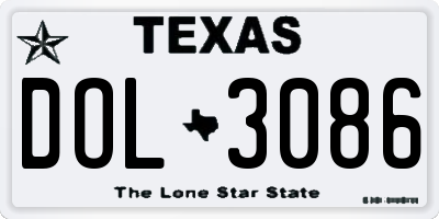 TX license plate DOL3086