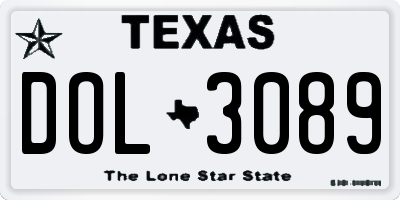 TX license plate DOL3089