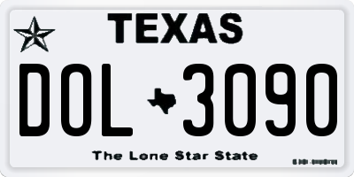 TX license plate DOL3090