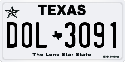 TX license plate DOL3091
