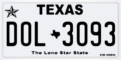 TX license plate DOL3093