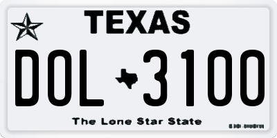 TX license plate DOL3100