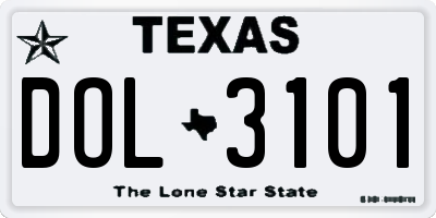 TX license plate DOL3101