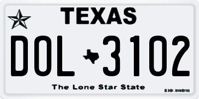 TX license plate DOL3102