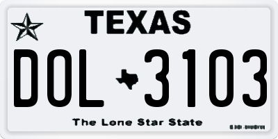 TX license plate DOL3103