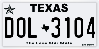 TX license plate DOL3104