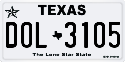 TX license plate DOL3105