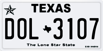 TX license plate DOL3107