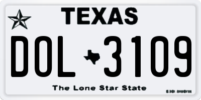 TX license plate DOL3109