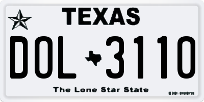 TX license plate DOL3110