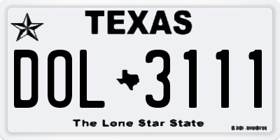 TX license plate DOL3111