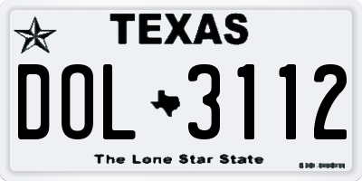 TX license plate DOL3112
