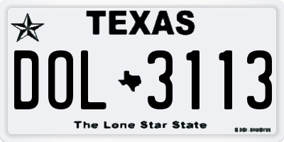 TX license plate DOL3113