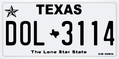 TX license plate DOL3114