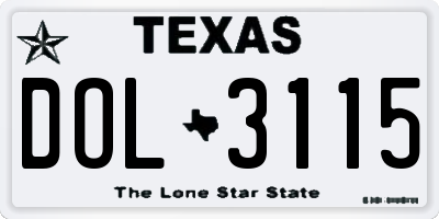 TX license plate DOL3115