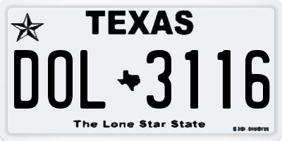 TX license plate DOL3116