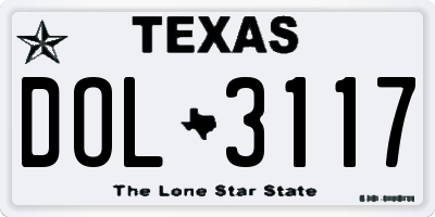 TX license plate DOL3117