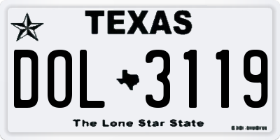 TX license plate DOL3119