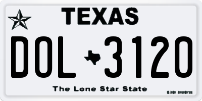 TX license plate DOL3120
