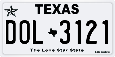 TX license plate DOL3121