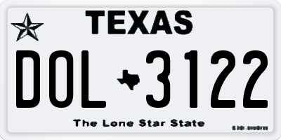 TX license plate DOL3122