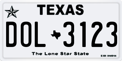TX license plate DOL3123