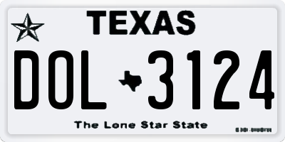 TX license plate DOL3124