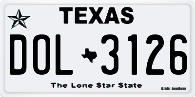 TX license plate DOL3126