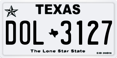 TX license plate DOL3127