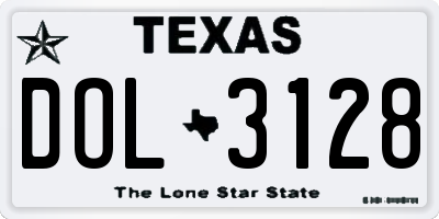 TX license plate DOL3128