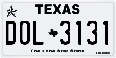 TX license plate DOL3131