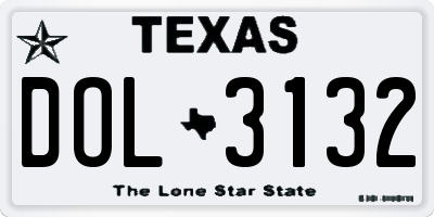 TX license plate DOL3132