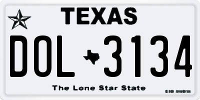 TX license plate DOL3134