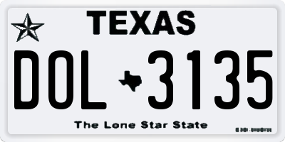 TX license plate DOL3135