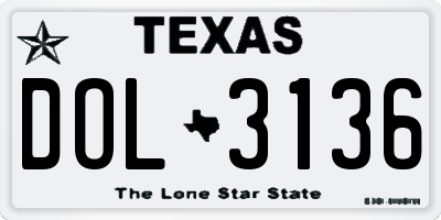 TX license plate DOL3136