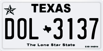 TX license plate DOL3137