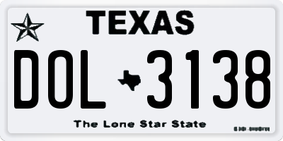 TX license plate DOL3138