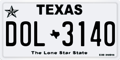 TX license plate DOL3140
