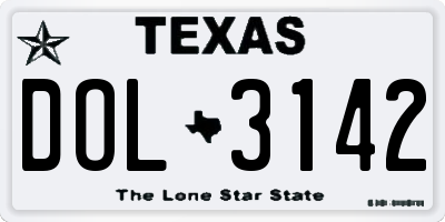 TX license plate DOL3142
