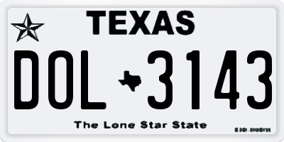 TX license plate DOL3143