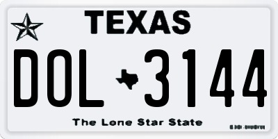 TX license plate DOL3144