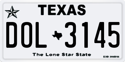 TX license plate DOL3145