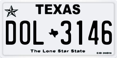TX license plate DOL3146
