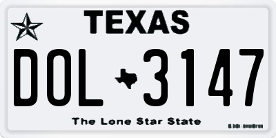 TX license plate DOL3147